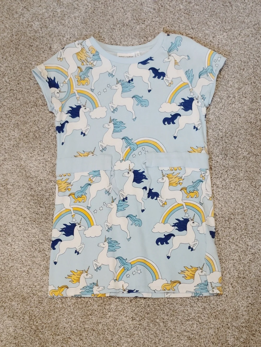 Mini Rodini Light Blue Unicorn Rainbow Dress